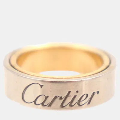Pre-owned Cartier 18k White Gold And Rose Gold Astro Love Band Ring Eu 47
