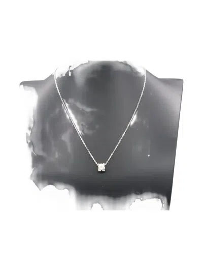 Pre-owned Cartier 18k White Gold C De  Akoya Pearl Necklace In Silver