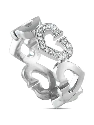 Pre-owned Cartier 18k White Gold C De  Diamond Ring In Silver