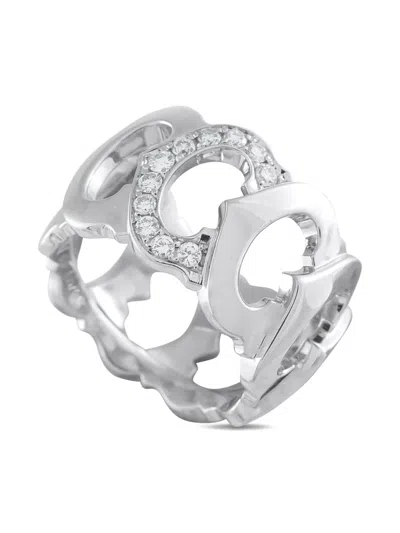 Pre-owned Cartier 18k White Gold C De  Diamond Ring In Silver