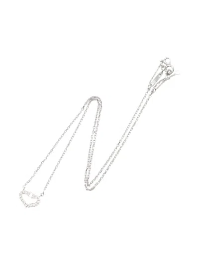 Pre-owned Cartier 18k White Gold C Heart Diamond Necklace In Silver
