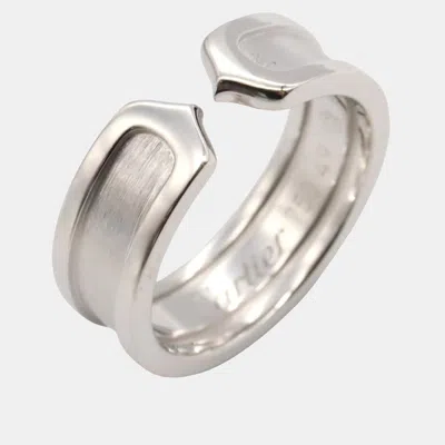 Pre-owned Cartier 18k White Gold C2 Ring Eu 49