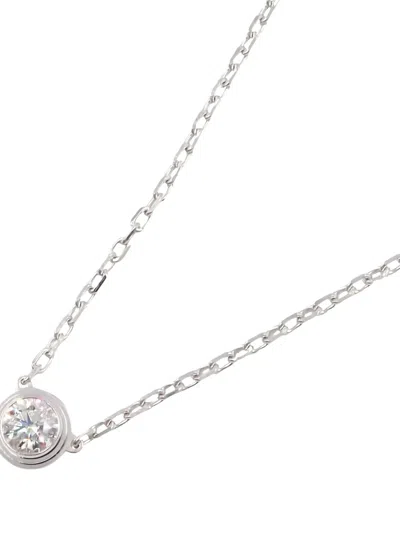 Pre-owned Cartier 18k White Gold Damour Lm Diamond Necklace In Silver
