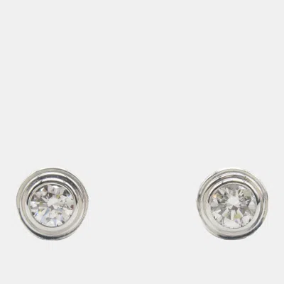 Pre-owned Cartier 18k White Gold Diamond D'amour Xs Pierced Earrings