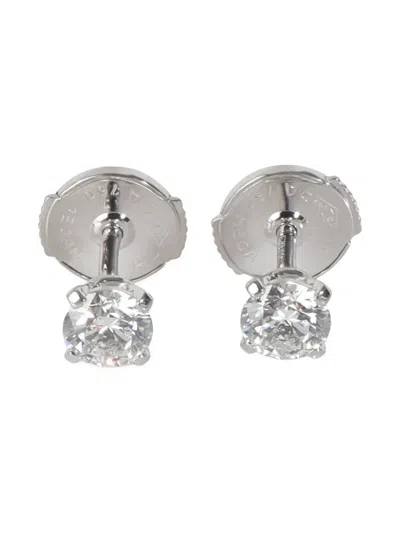 Pre-owned Cartier 18k White Gold Diamond Earrings In Silver