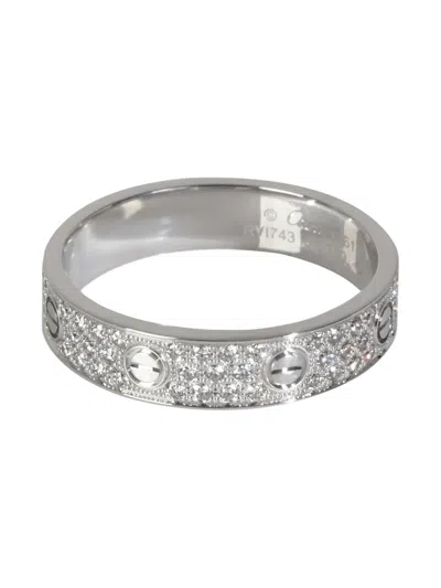 Pre-owned Cartier 18k White Gold Diamond Love Ring In Silver