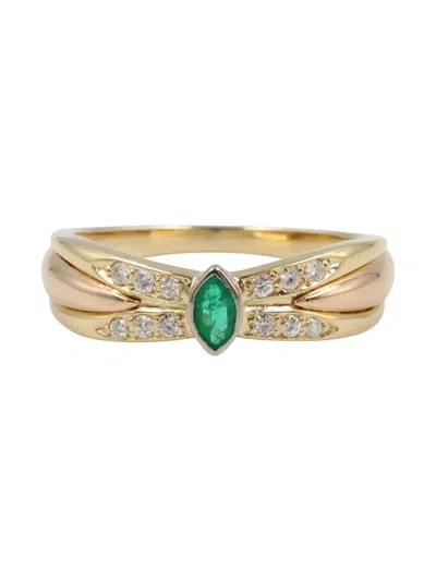 Pre-owned Cartier 18k White Gold Emerald And Diamond Ring
