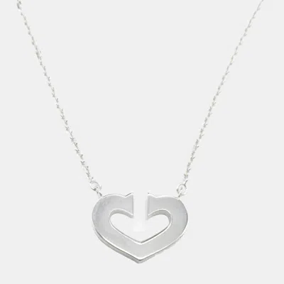 Pre-owned Cartier 18k White Gold Heart C Pendant Necklace