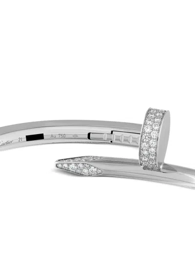 Pre-owned Cartier 18k White Gold Juste Un Clou Diamond Bracelet In Silver