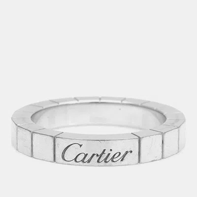 Pre-owned Cartier 18k White Gold Lanieres Band Ring Eu 47