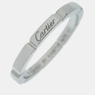 Pre-owned Cartier 18k White Gold Lanieres Band Ring Eu 61