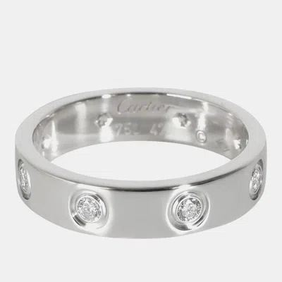 Pre-owned Cartier 18k White Gold Love Band 0.19 Ctw
