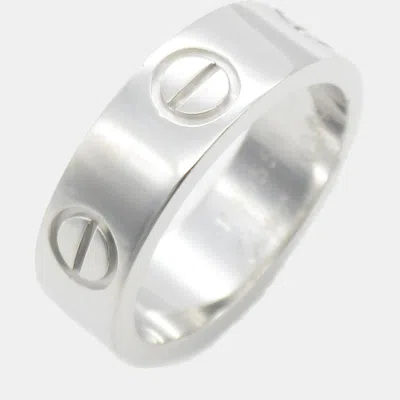 Pre-owned Cartier 18k White Gold Love Band Ring Eu 49