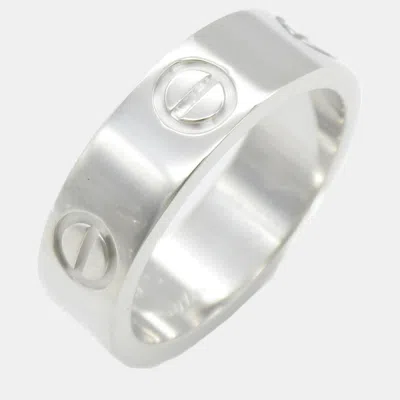 Pre-owned Cartier 18k White Gold Love Band Ring Eu 50