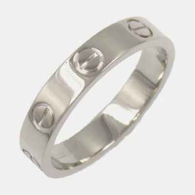 Pre-owned Cartier 18k White Gold Love Band Ring Eu 51