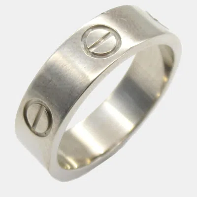 Pre-owned Cartier 18k White Gold Love Band Ring Eu 54