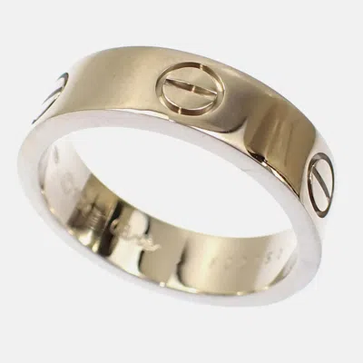 Pre-owned Cartier 18k White Gold Love Band Ring Eu 56