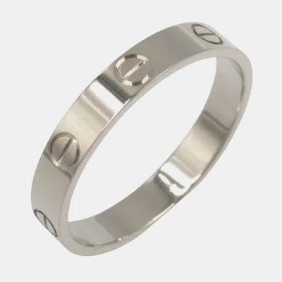 Pre-owned Cartier 18k White Gold Love Band Ring Eu 61