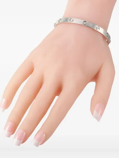 Pre-owned Cartier 18k White Gold Love Diamond Bracelet In Silver