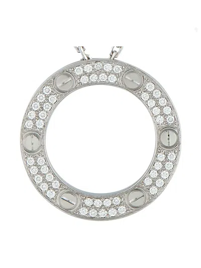 Pre-owned Cartier 18k White Gold Love Diamond Necklace In Silver