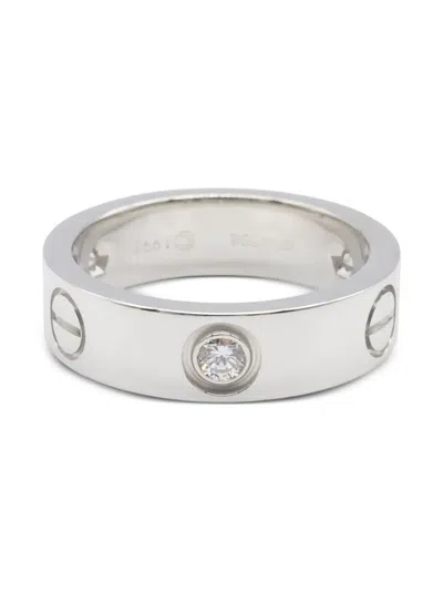 Pre-owned Cartier 18k White Gold Love Diamond Ring In Silver