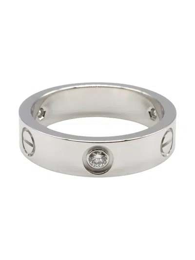 Pre-owned Cartier 18k White Gold Love Diamond Ring In Silver
