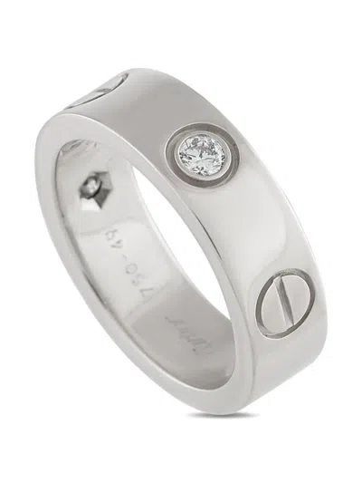 Pre-owned Cartier 18k White Gold Love Diamond Ring In Silver