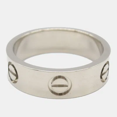 Pre-owned Cartier 18k White Gold Love Ring Eu 53