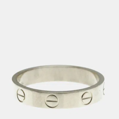 Pre-owned Cartier 18k White Gold Love Ring Eu 53