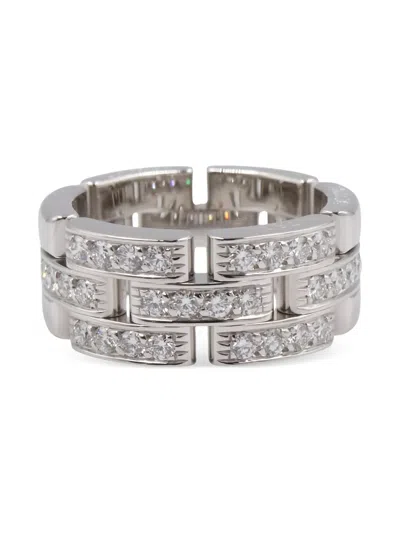 Pre-owned Cartier 18k White Gold Maillon Panthère Diamond Ring In Silver