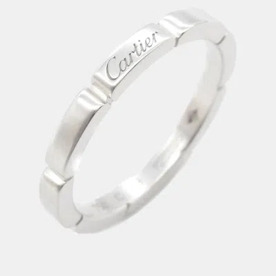 Pre-owned Cartier 18k White Gold Mallion Panthere Ring Eu 59