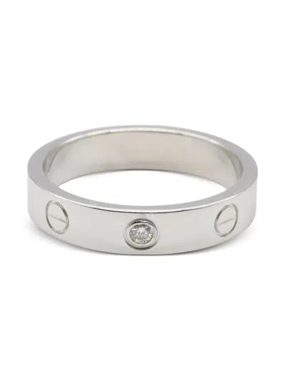 Pre-owned Cartier 18k White Gold Mini Love Diamond Ring In Silver