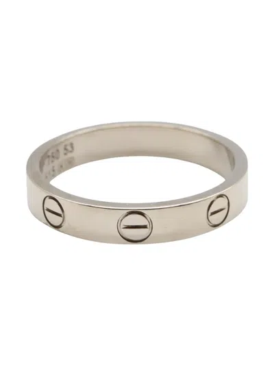Pre-owned Cartier 18k White Gold Mini Love Ring In Silver