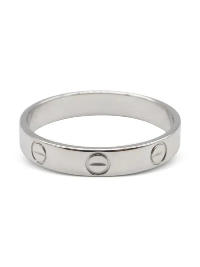 Pre-owned Cartier 18k White Gold Mini Love Ring In Silver
