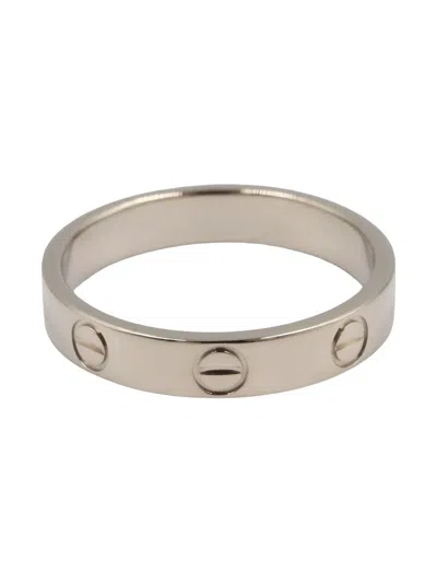 Pre-owned Cartier 18k White Gold Mini Love Ring In Silver