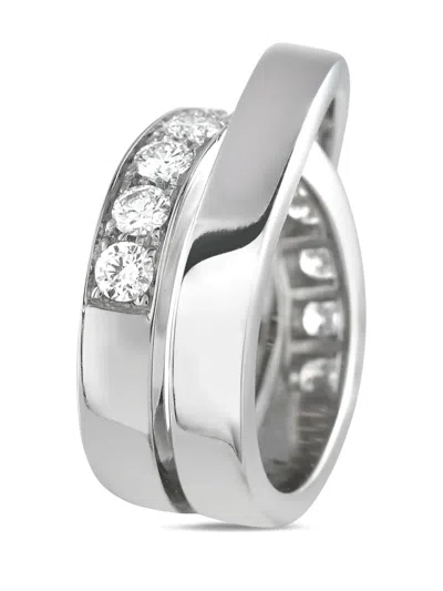 Pre-owned Cartier 18k White Gold Nouvelle Vague Diamond Ring In Silver