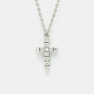Pre-owned Cartier 18k White Gold Symbol Cross Diamond Necklace