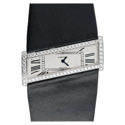 Pre-owned Cartier 18k White Gold Tank Divan Diamond Ladies Watch