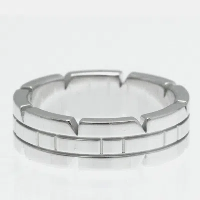 Pre-owned Cartier 18k White Gold Tank Francaise Band Ring Eu 51