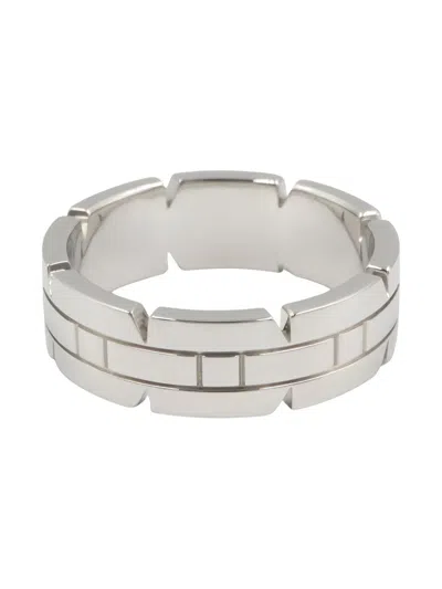 Pre-owned Cartier 18k White Gold Tank Francaise Ring In Silver