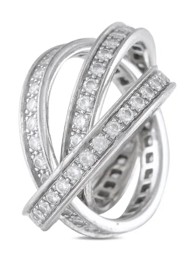 Pre-owned Cartier 18k White Gold Trinity Diamond Ring In Silver