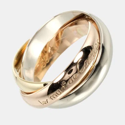 Pre-owned Cartier 18k White Yellow Rose Gold Trinity Ring 54