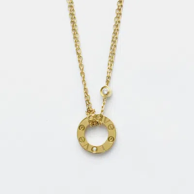 Pre-owned Cartier 18k Yellow Gold 2 Diamond Love Necklace