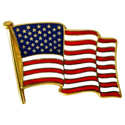 Pre-owned Cartier 18k Yellow Gold American Flag Tie Pin