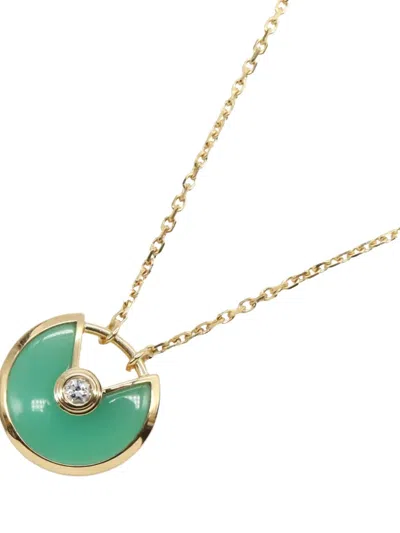 Pre-owned Cartier 18k Yellow Gold Amulet De  Diamond Necklace In Green