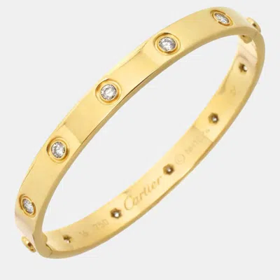 Pre-owned Cartier 18k Yellow Gold And 10 Diamonds Love Bangle Bracelet
