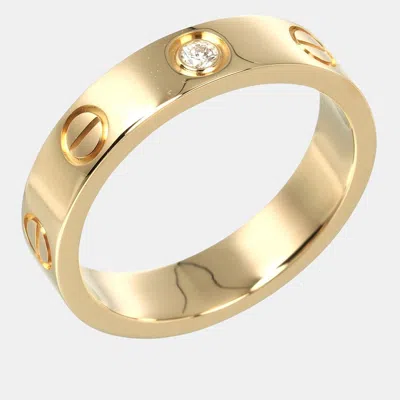 Pre-owned Cartier 18k Yellow Gold And Diamond Love Band Ring Eu 47