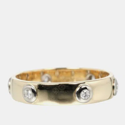 Pre-owned Cartier 18k Yellow Gold And Diamond Love Band Ring Eu 49