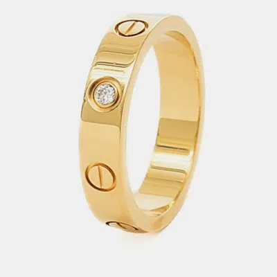 Pre-owned Cartier 18k Yellow Gold And Diamond Love Band Ring Eu 50