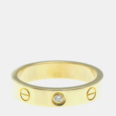 Pre-owned Cartier 18k Yellow Gold And Diamond Love Band Ring Eu 53